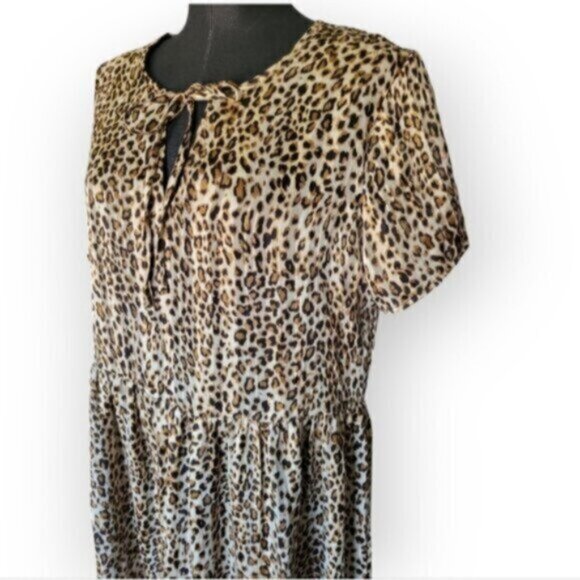 KAFFE Leopard Print Chiffon Dress NWT Sz XL - Picture 9 of 13